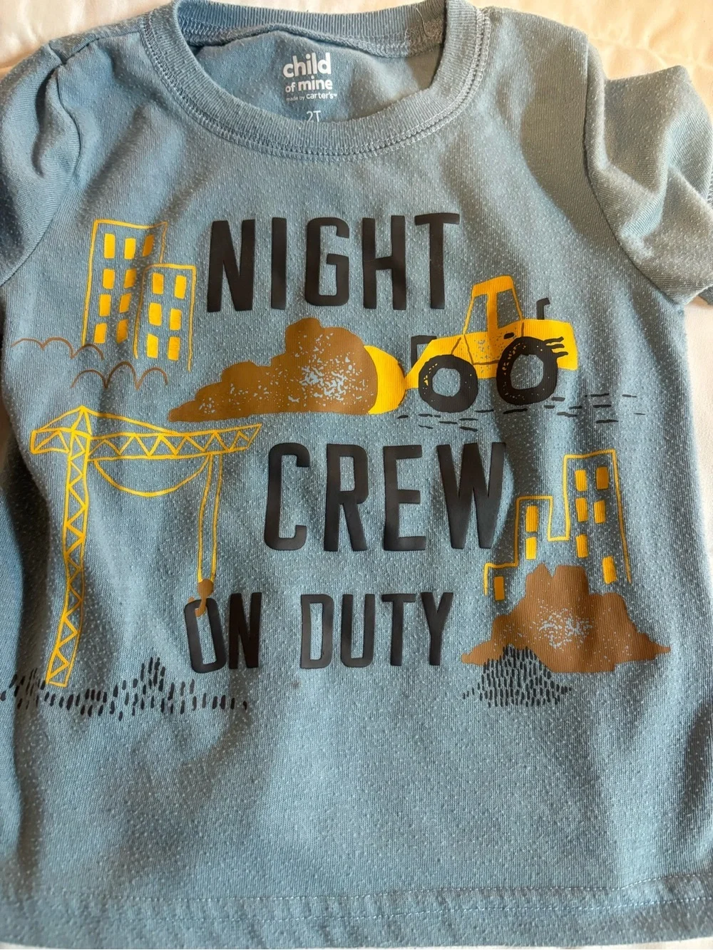 Carter's Blue and Gray 'Night Crew On Duty' Construction Pajama Set size 2t